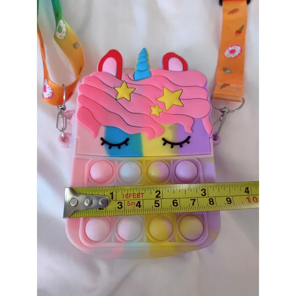 Girl's Unicorn Pop Bubble Fidget Purse Wallet with Colorful Strap